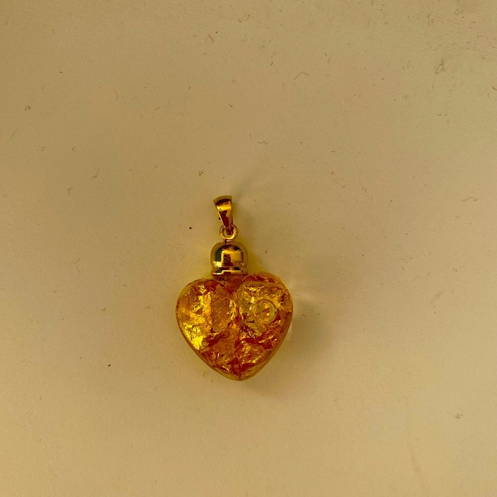 Heart Charm with real 12K Gold inside